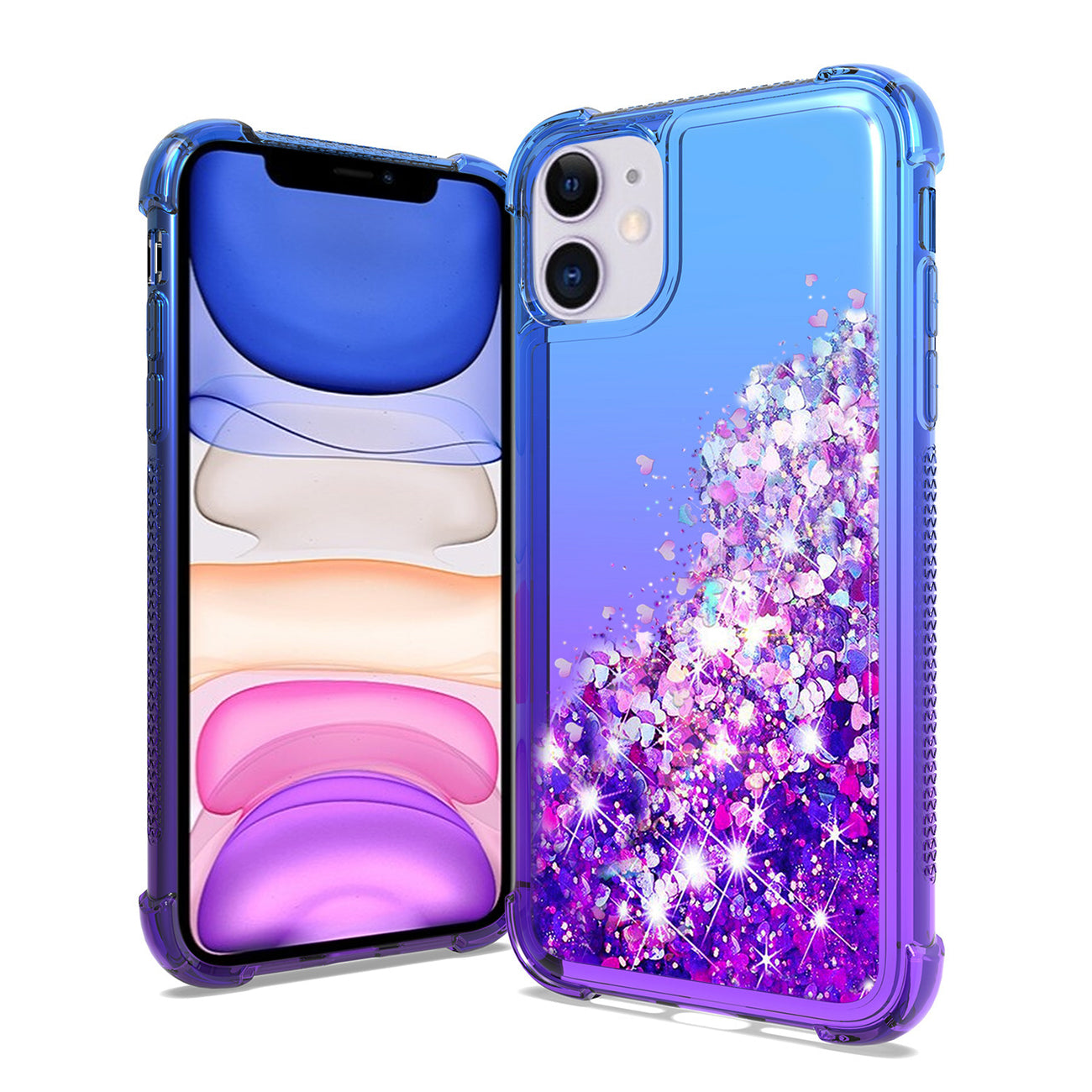 IPHONE 11 Compatible Shiny Flowing Glitter Liquid Bumper Case For APPLE IPHONE 11 In Blue - Durable Protection by