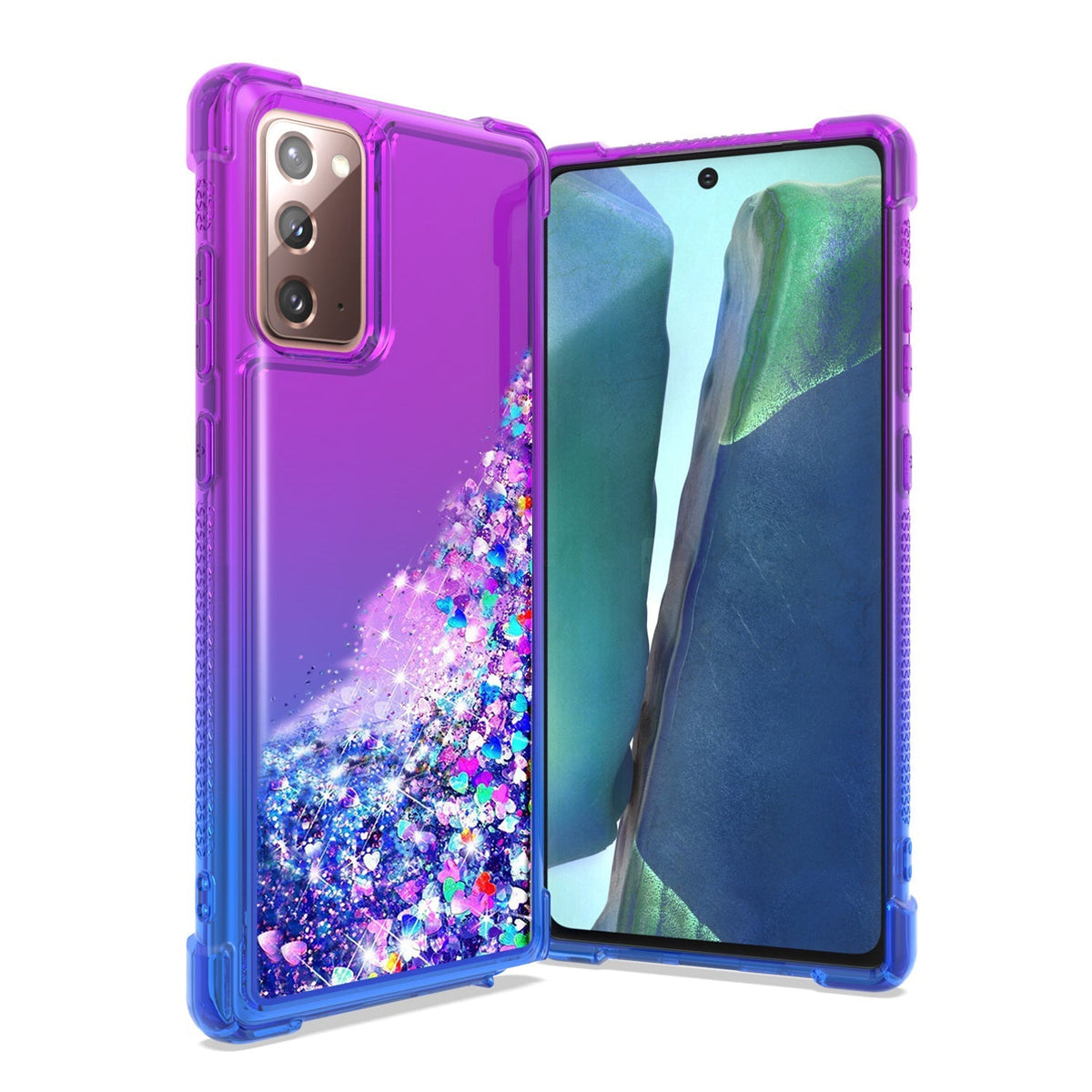 Shiny Flowing Glitter Liquid Bumper Case For SAMSUNG GALAXY NOTE 20 In Purple - Durable & Reliable