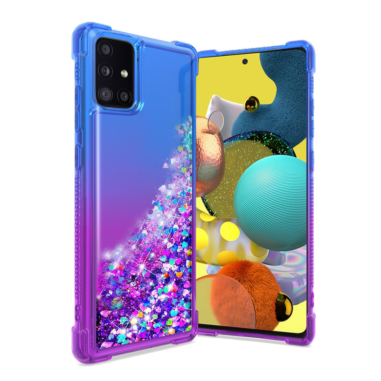 Shiny Flowing Glitter Liquid Bumper Case For SAMSUNG GALAXY A51 5G In Blue - Premium & Reliable