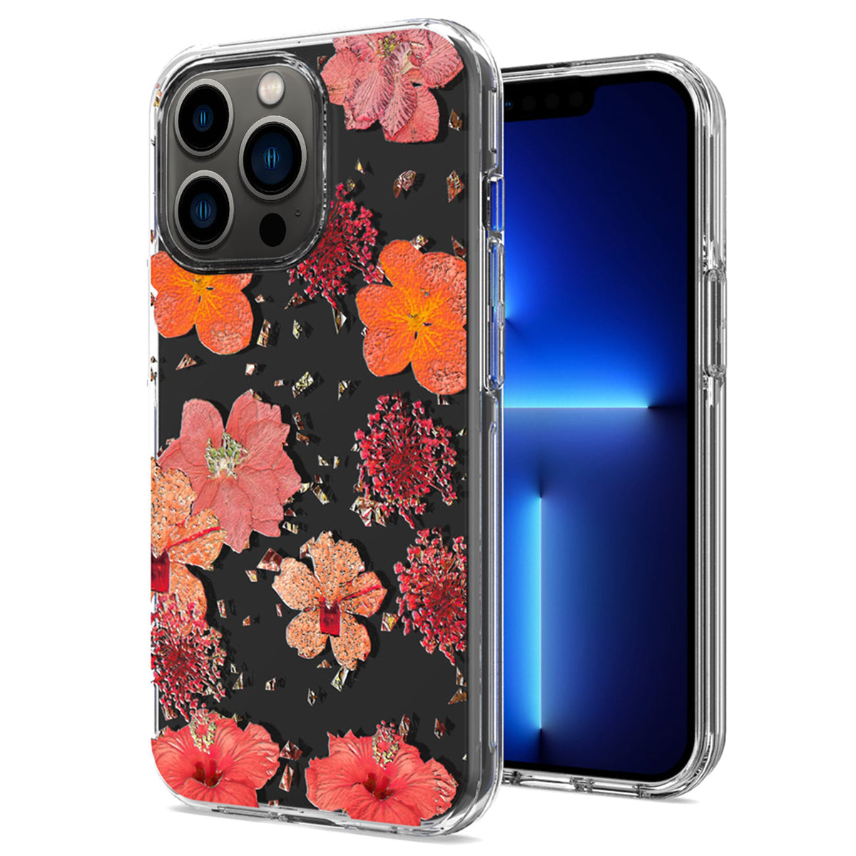 iPhone 13 Pro Compatible Pressed dried flower Design Phone case For iPhone 13 Pro Max In Red - Premium Protection by