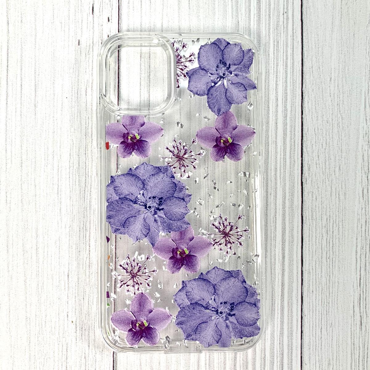 Pressed dried flower Design Phone case for LG Aristo 5/K31/K30 2020/Aristo 5 Plus in Purple - Heavy Duty & Reliable