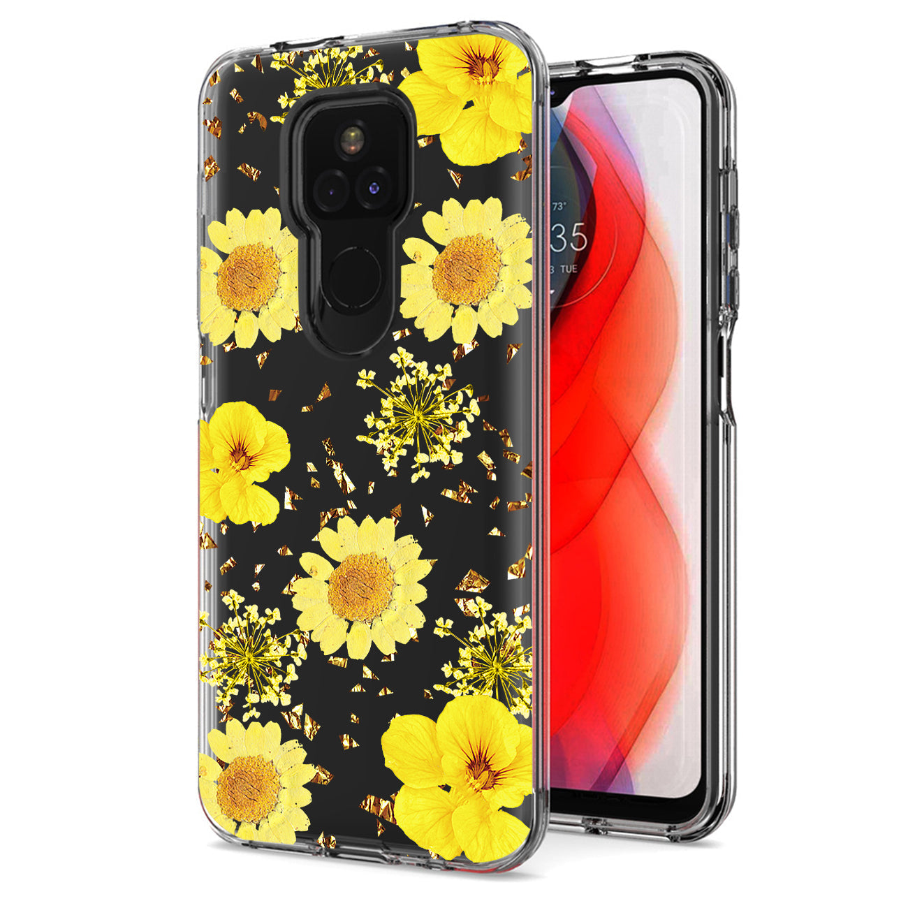 Pressed dried flower Design Phone case for Moto G Play 2021 In Yellow - Durable & Reliable