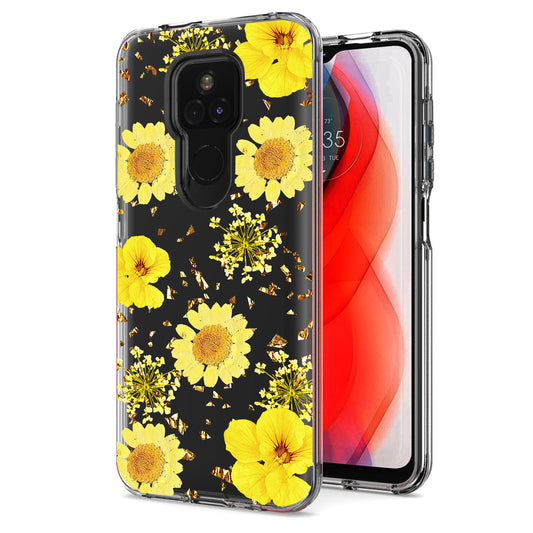 Pressed dried flower Design Phone case for Moto G Play 2021 In Yellow - Durable & Reliable