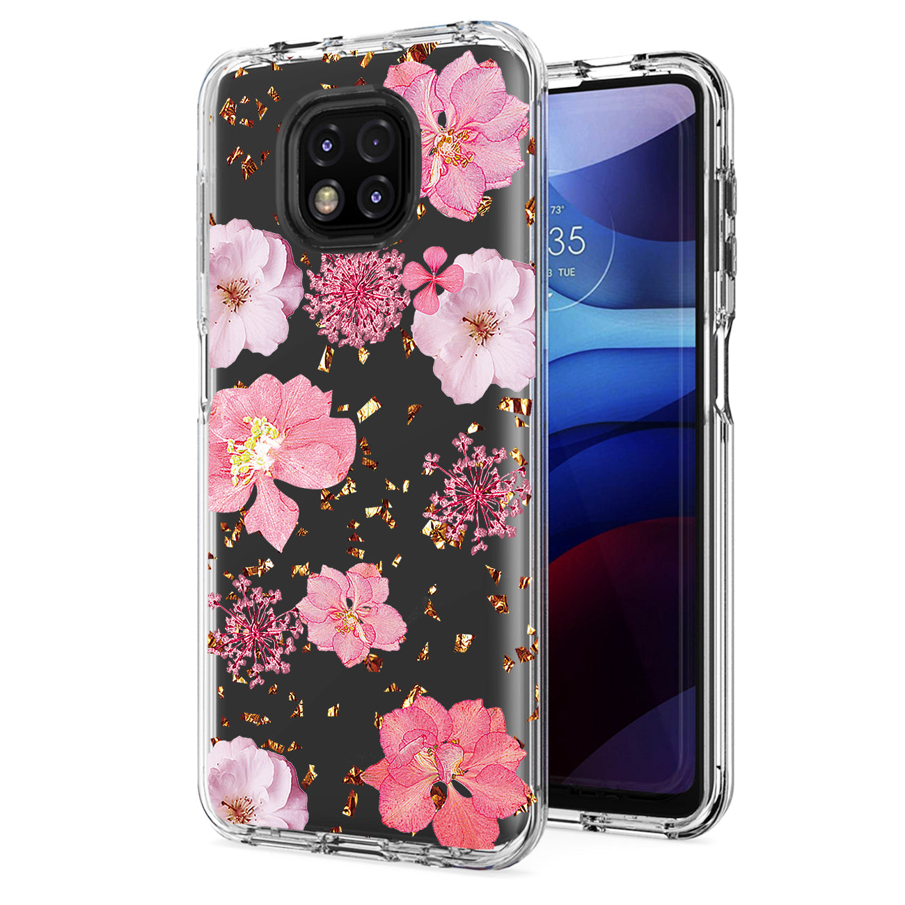 Pressed dried flower Design Phone case for Moto G Power 2021 In Pink - Ultra-Slim & Reliable