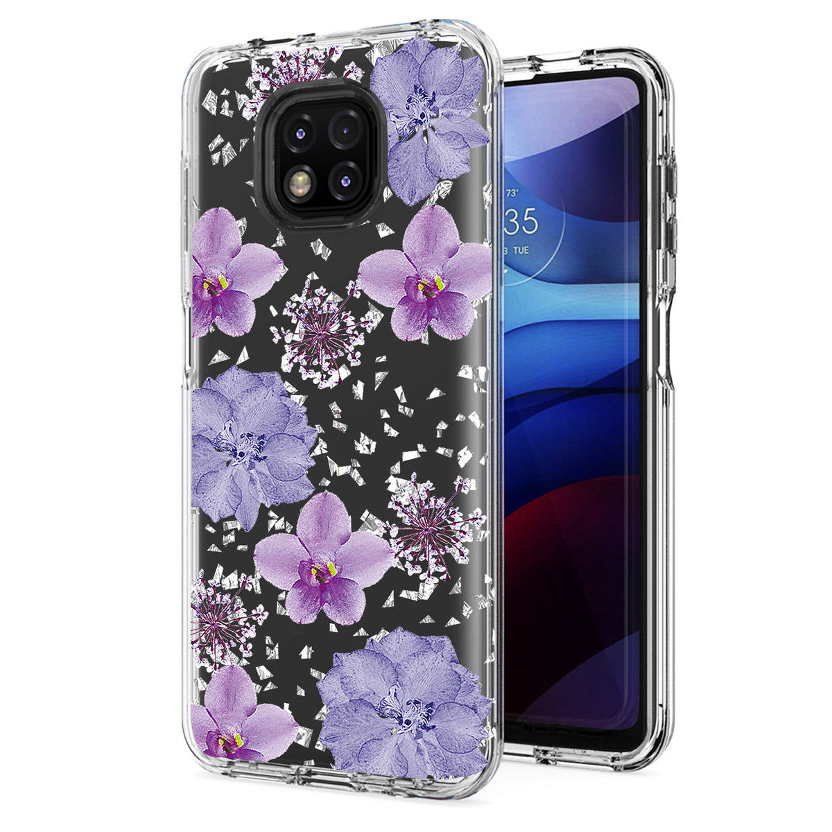 Pressed dried flower Design Phone case for Moto G Power 2021 In Pink - Ultra-Slim & Reliable