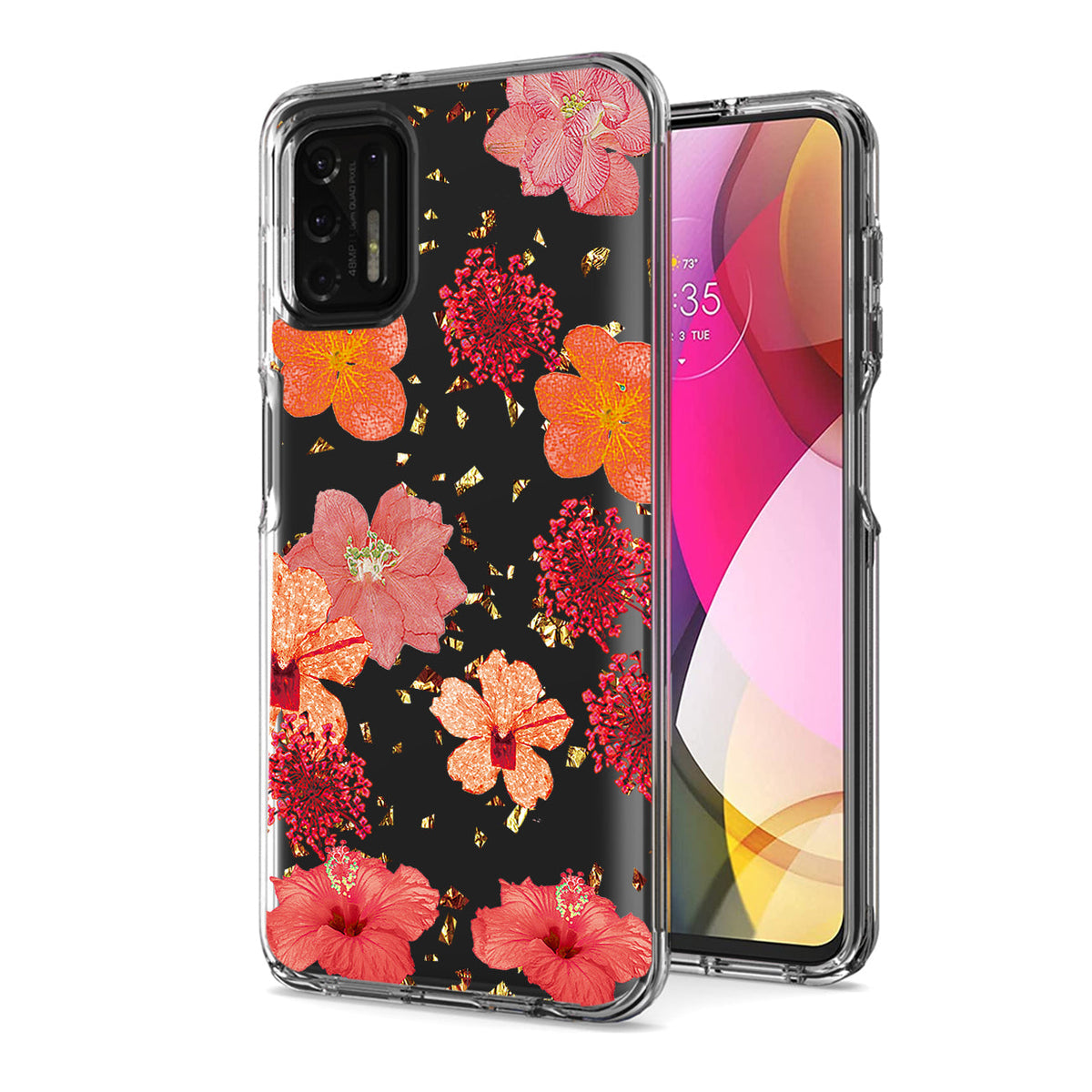 Pressed dried flower Design Phone case for Moto G Stylus 2021 In Red - Durable & Reliable