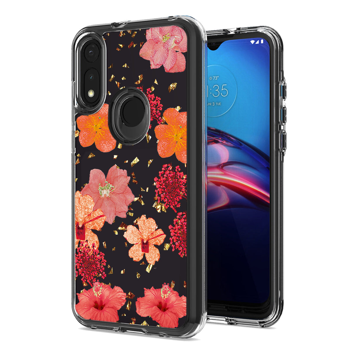 Pressed dried flower Design Phone case for MOTOROLA E7 (2020) In Red - Durable & Reliable