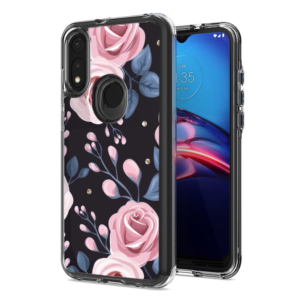 Pressed dried flower Design Phone case for MOTOROLA E7 (2020) In Rose Gold - Crystal Clear & Reliable