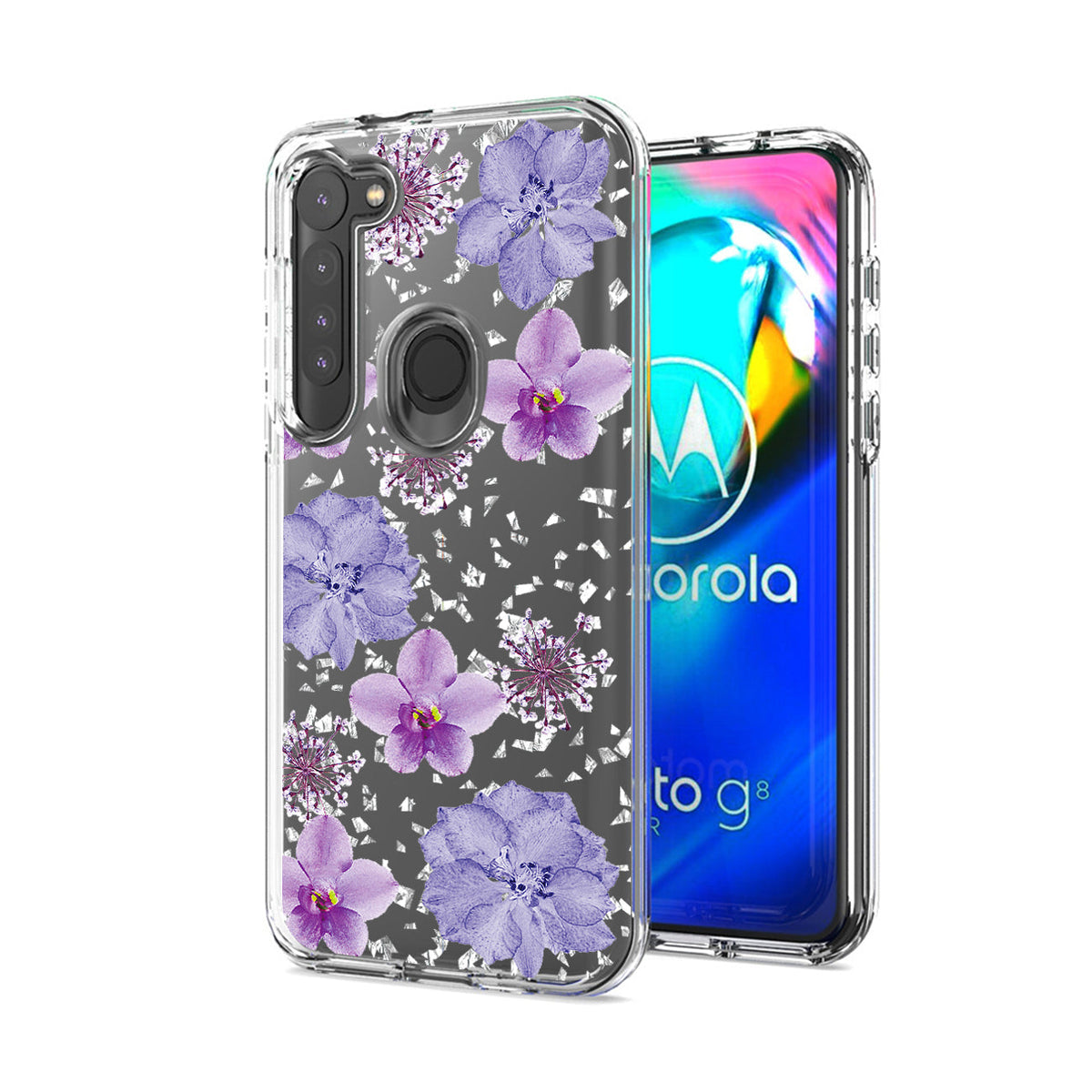 Pressed dried flower Design Phone case for MOTOROLA G STYLUS in Purple - Shockproof & Reliable