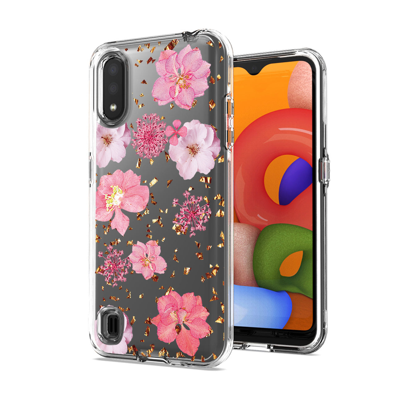 Pressed dried flower Design Phone case for SAMSUNG GALAXY A01 In Pink - Crystal Clear & Reliable