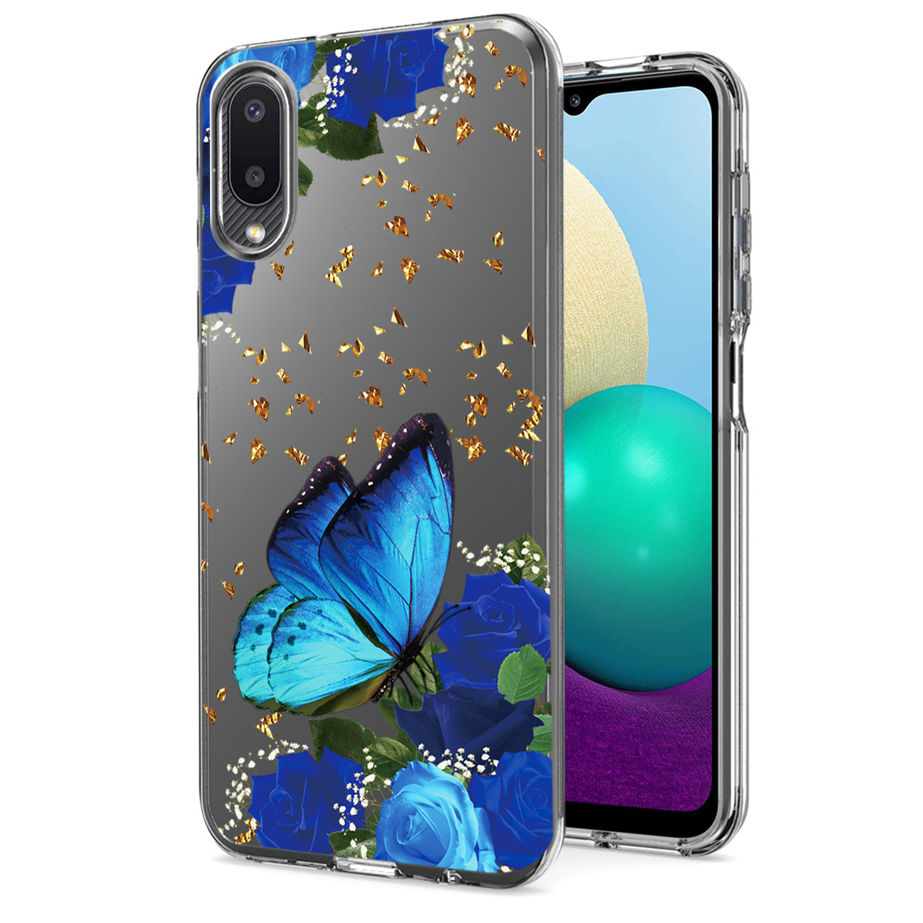 Pressed dried flower Design Phone case for Samsung Galaxy A20 /M02 In Blue - Heavy Duty & Reliable