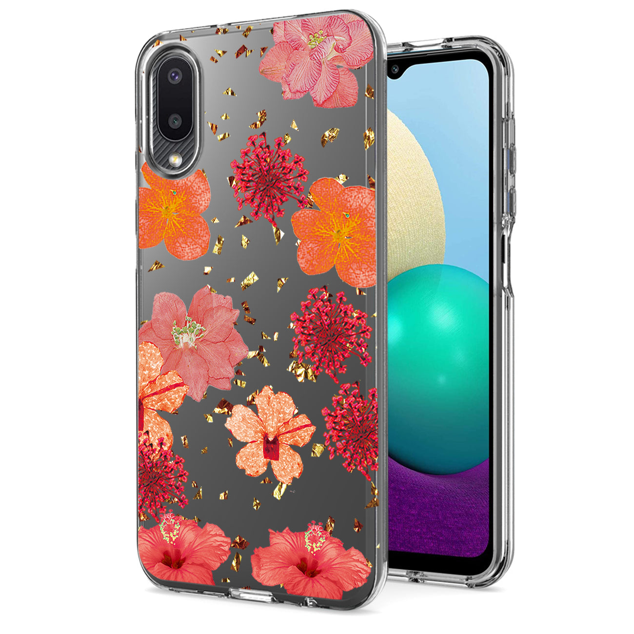 Pressed dried flower Design Phone case for Samsung Galaxy A20 /M02 In Red - Ultra-Slim & Reliable