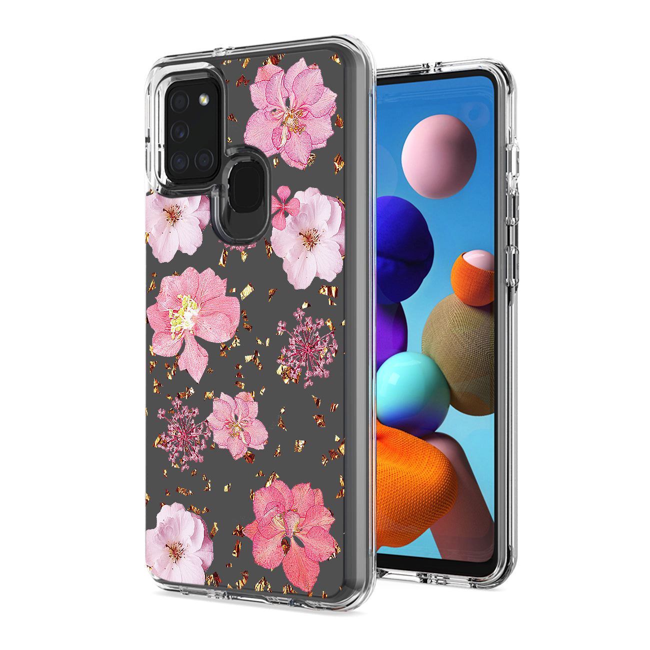 Pressed dried flower Design Phone case for SAMSUNG GALAXY A21S In Pink - Shockproof & Reliable