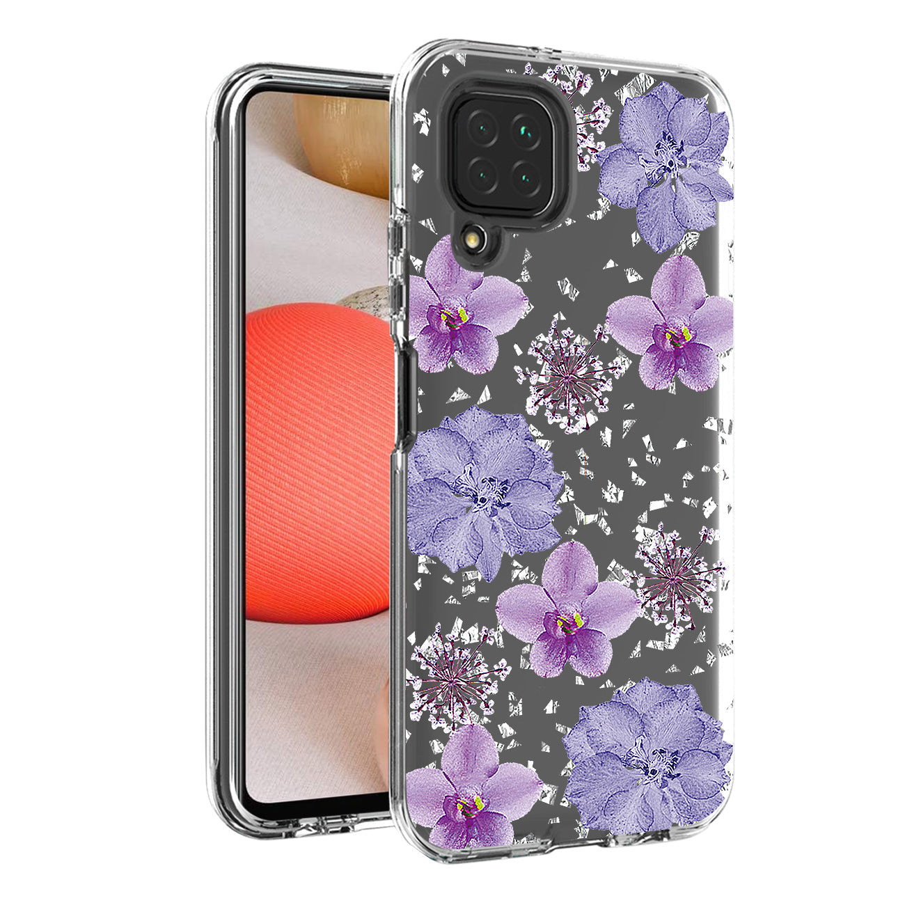 Pressed dried flower Design Phone case for Samsung Galaxy A42 5G In Purple - Durable & Reliable
