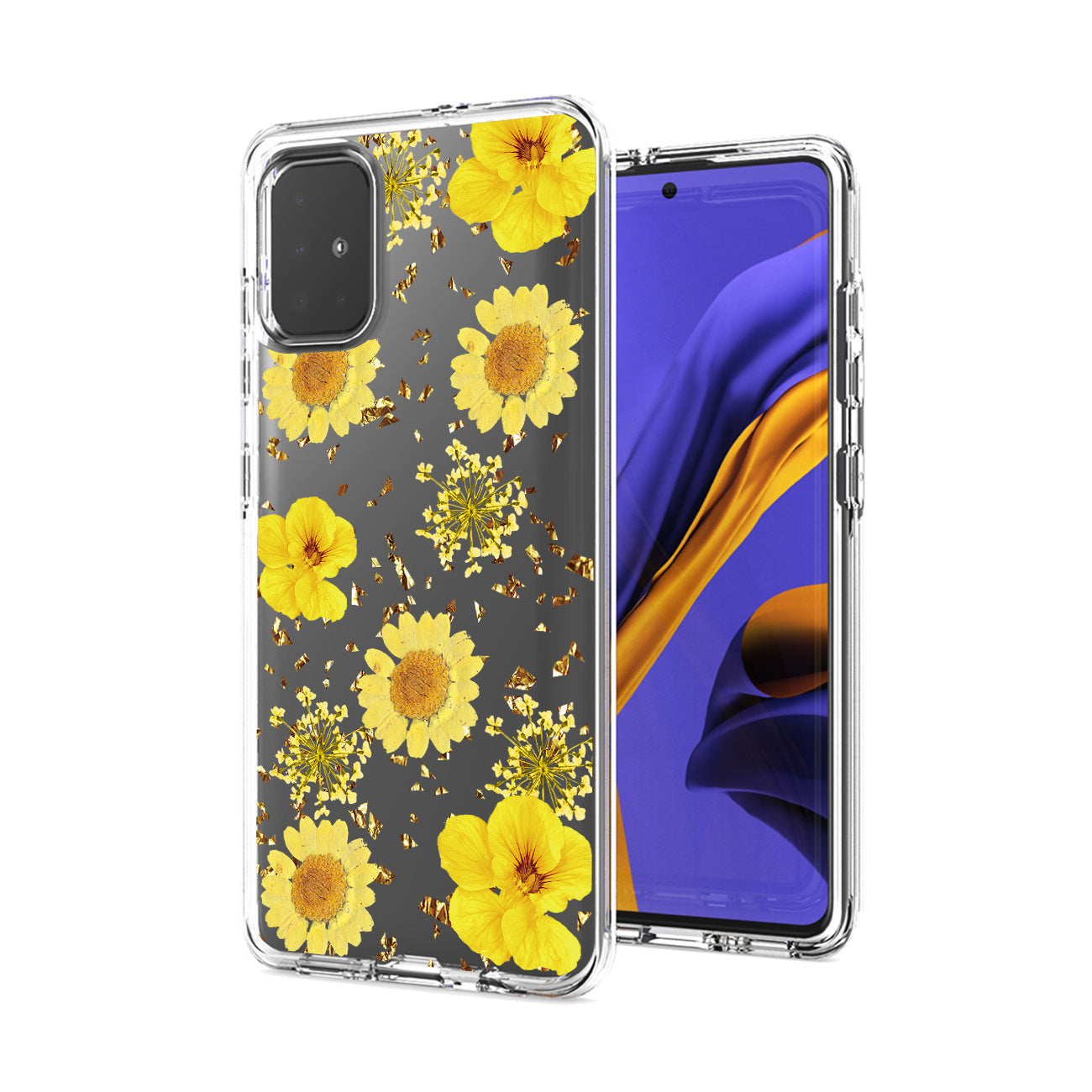 Pressed dried flower Design Phone case for SAMSUNG GALAXY A51 5G In Yellow - Heavy Duty & Reliable