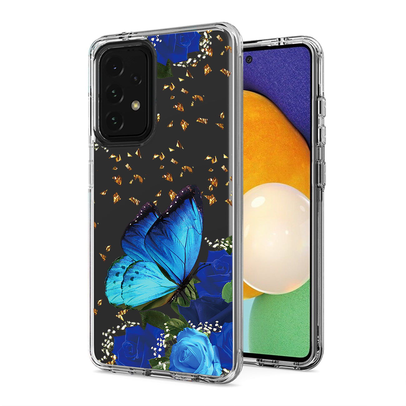Pressed dried flower Design Phone case for Samsung Galaxy A52 5G In Blue - Heavy Duty & Reliable