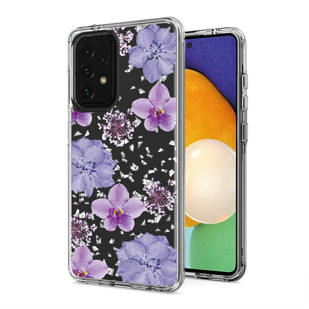 Pressed dried flower Design Phone case for Samsung Galaxy A52 5G In Purple - Shockproof & Reliable