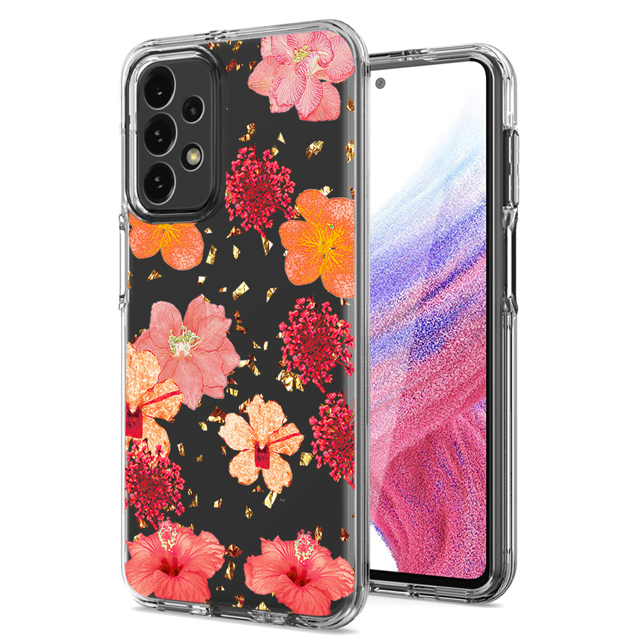 Pressed dried flower Design Phone case For Samsung Galaxy A53 5G In Red - Heavy Duty & Reliable