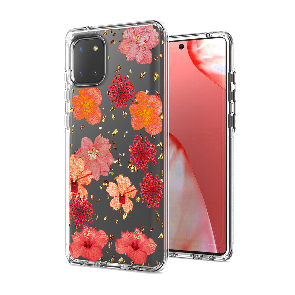 Pressed dried flower Design Phone case for SAMSUNG GALAXY A81/Note 10 Lite/M60S In Red - Heavy Duty & Reliable