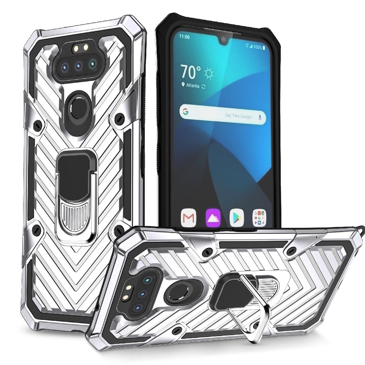 Kickstand Anti-Shock And Anti Falling Case for LG ARISTO 5 In Silver - Premium & Reliable
