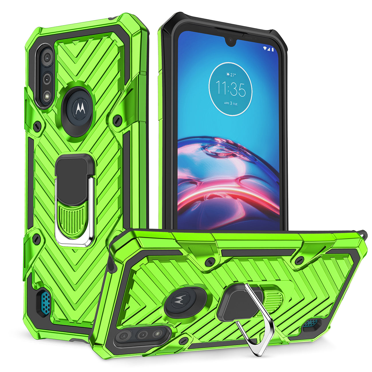 Kickstand Anti-Shock And Anti Falling Case for Moto E6S In Green - Premium & Reliable