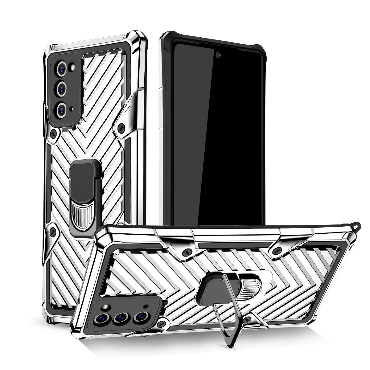 Kickstand Anti-Shock And Anti Falling Case for SAMSUNG GALAXY NOTE 20 In Silver - Heavy Duty & Reliable