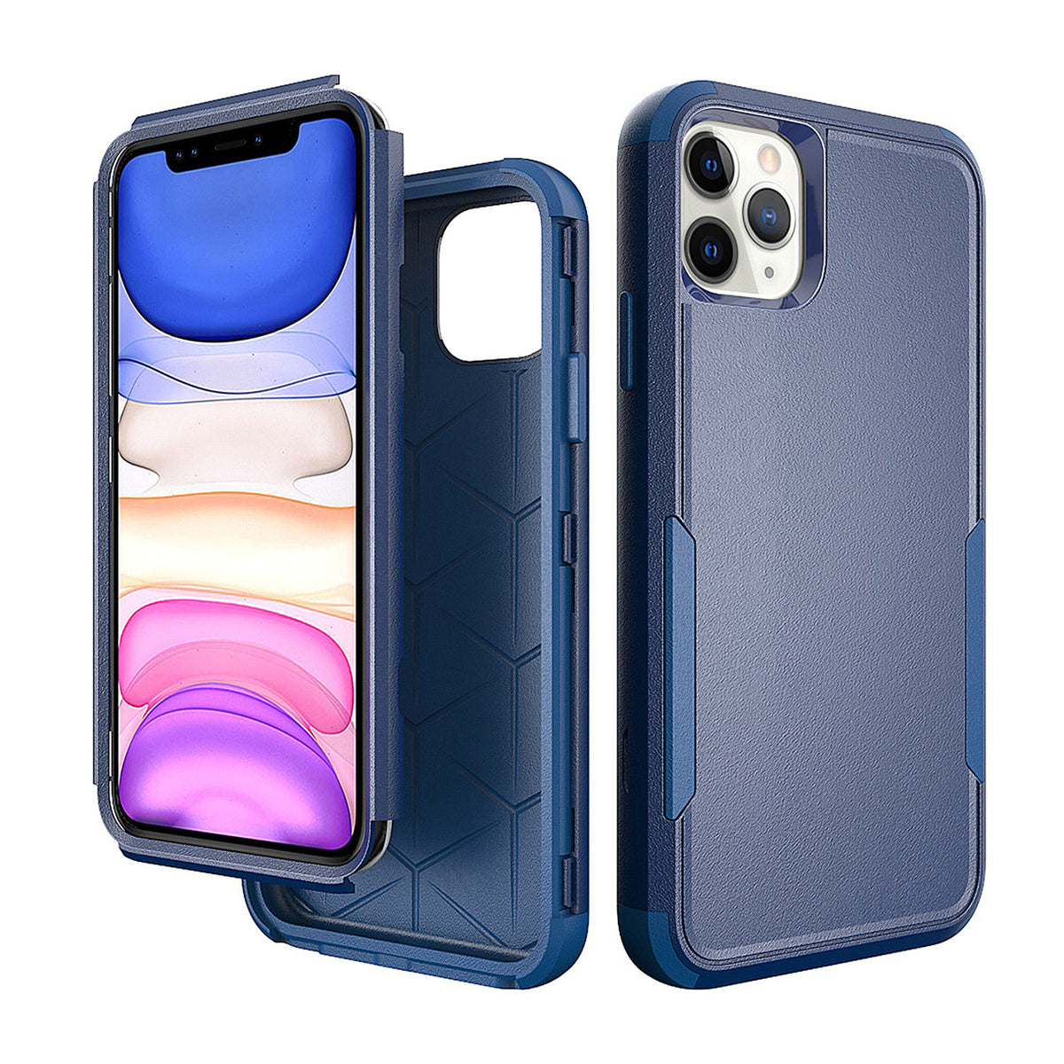IPHONE 11 PRO Compatible 3in1 Hybrid Heavy Duty Defender Rugged Armor Case For APPLE IPHONE 11 PRO MAX In Blue - Durable Protection by