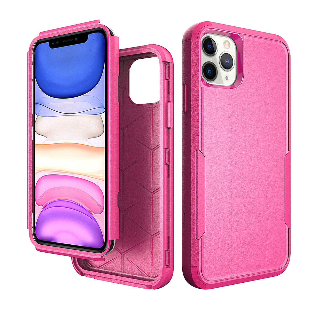 IPHONE 11 PRO Compatible 3in1 Hybrid Heavy Duty Defender Rugged Armor Case For APPLE IPHONE 11 PRO In Hot pink - Heavy Duty Protection by