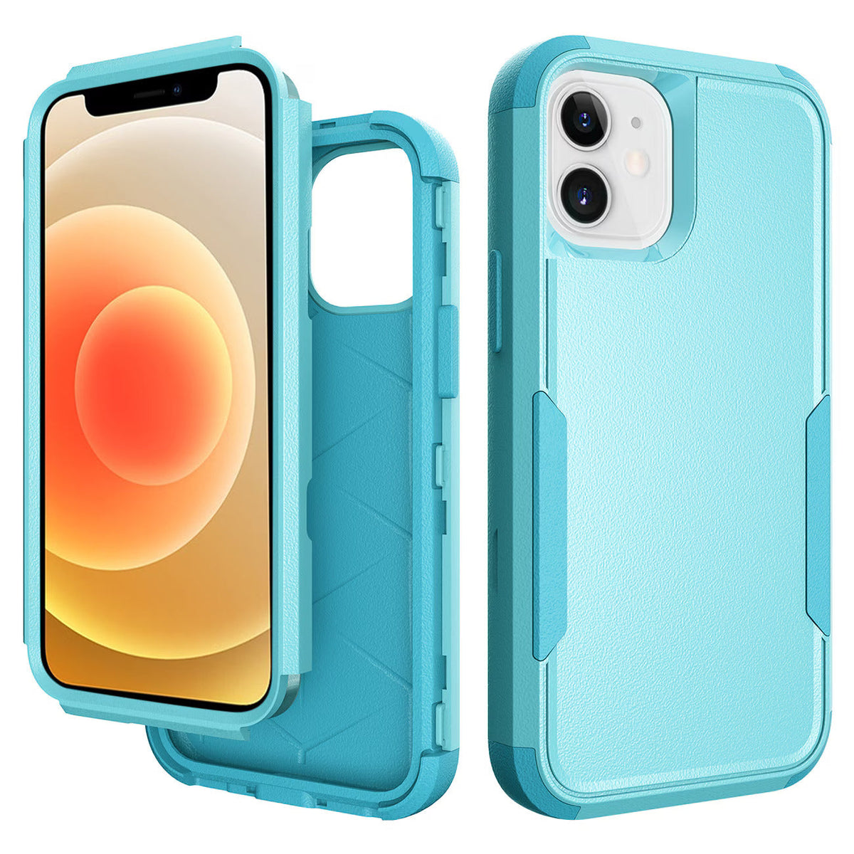 IPHONE 12 MINI Compatible 3in1 Hybrid Heavy Duty Defender Rugged Armor Case For APPLE IPHONE 12 MINI In Blue - Premium Protection by