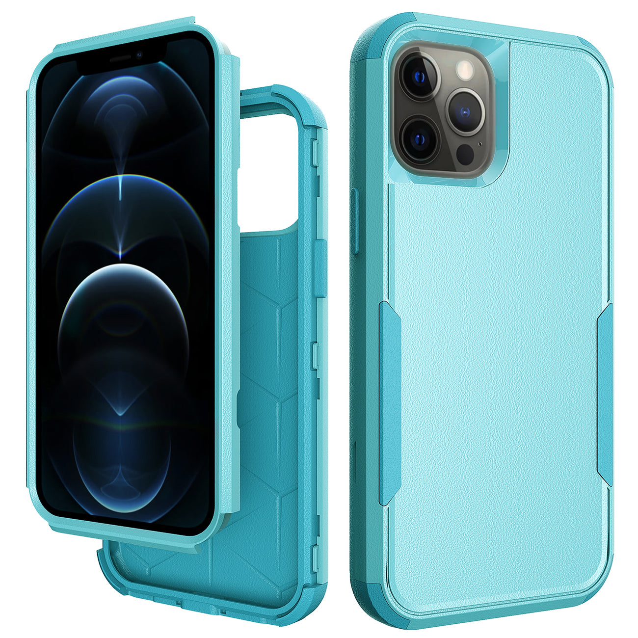 IPHONE 12 PRO Compatible 3in1 Hybrid Heavy Duty Defender Rugged Armor Case For APPLE IPHONE 12 PRO MAX In Blue - Premium Protection by