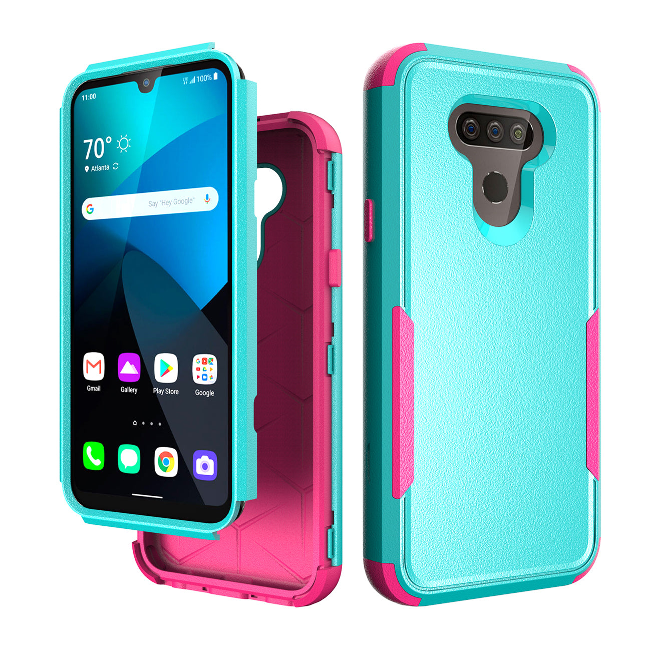 3in1 Hybrid Heavy Duty Defender Rugged Armor Case For LG HARMONY 4 In Green - Crystal Clear & Reliable