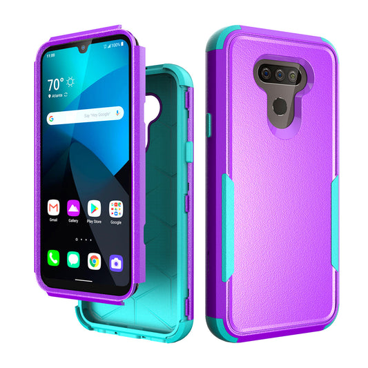3in1 Hybrid Heavy Duty Defender Rugged Armor Case For LG HARMONY 4 In Purple - Ultra-Slim & Reliable