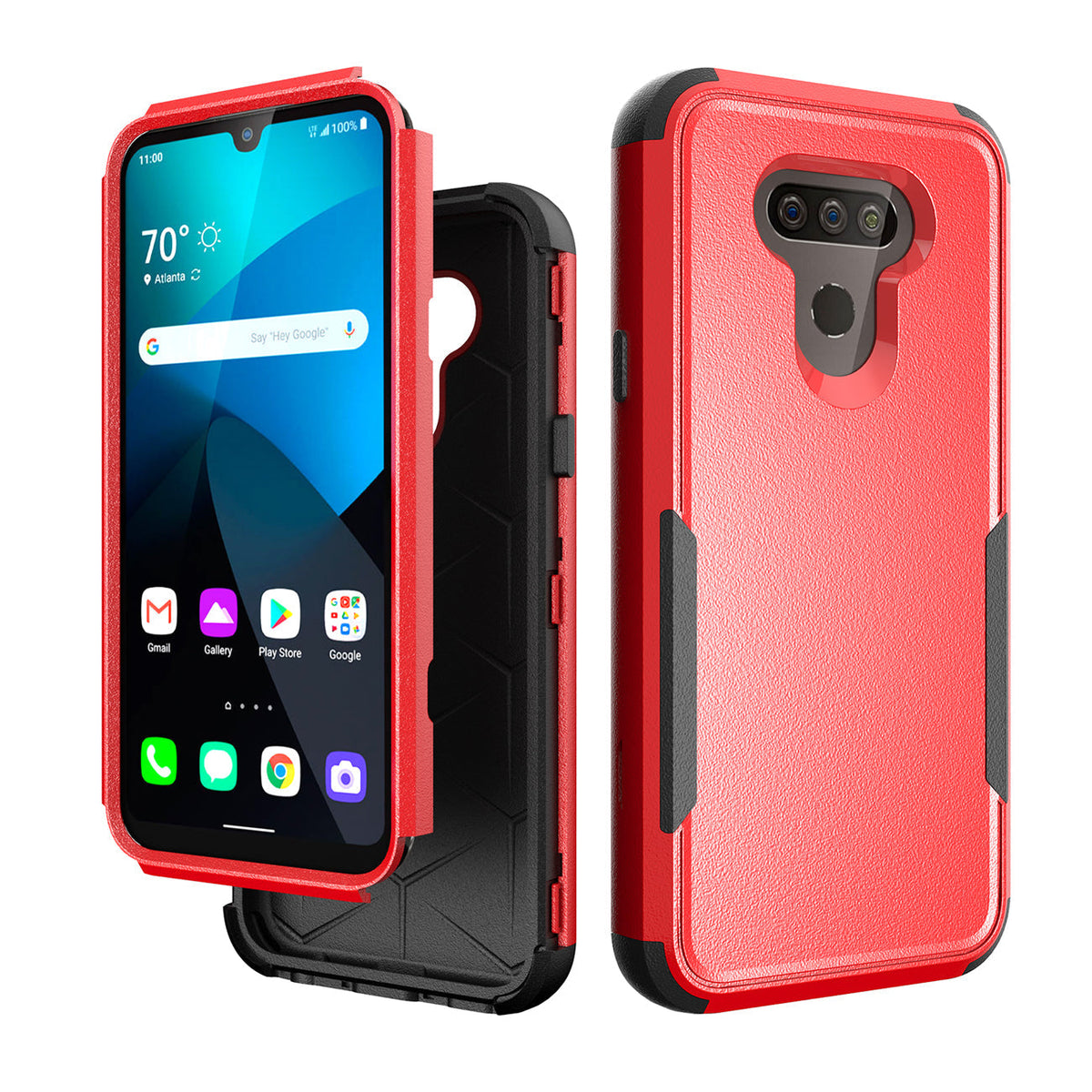 3in1 Hybrid Heavy Duty Defender Rugged Armor Case For LG HARMONY 4 In Red - Premium & Reliable