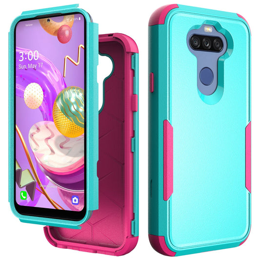 3in1 Hybrid Heavy Duty Defender Rugged Armor Military Grade Protective Case For LG STYLO5 In Green - Shockproof & Reliable