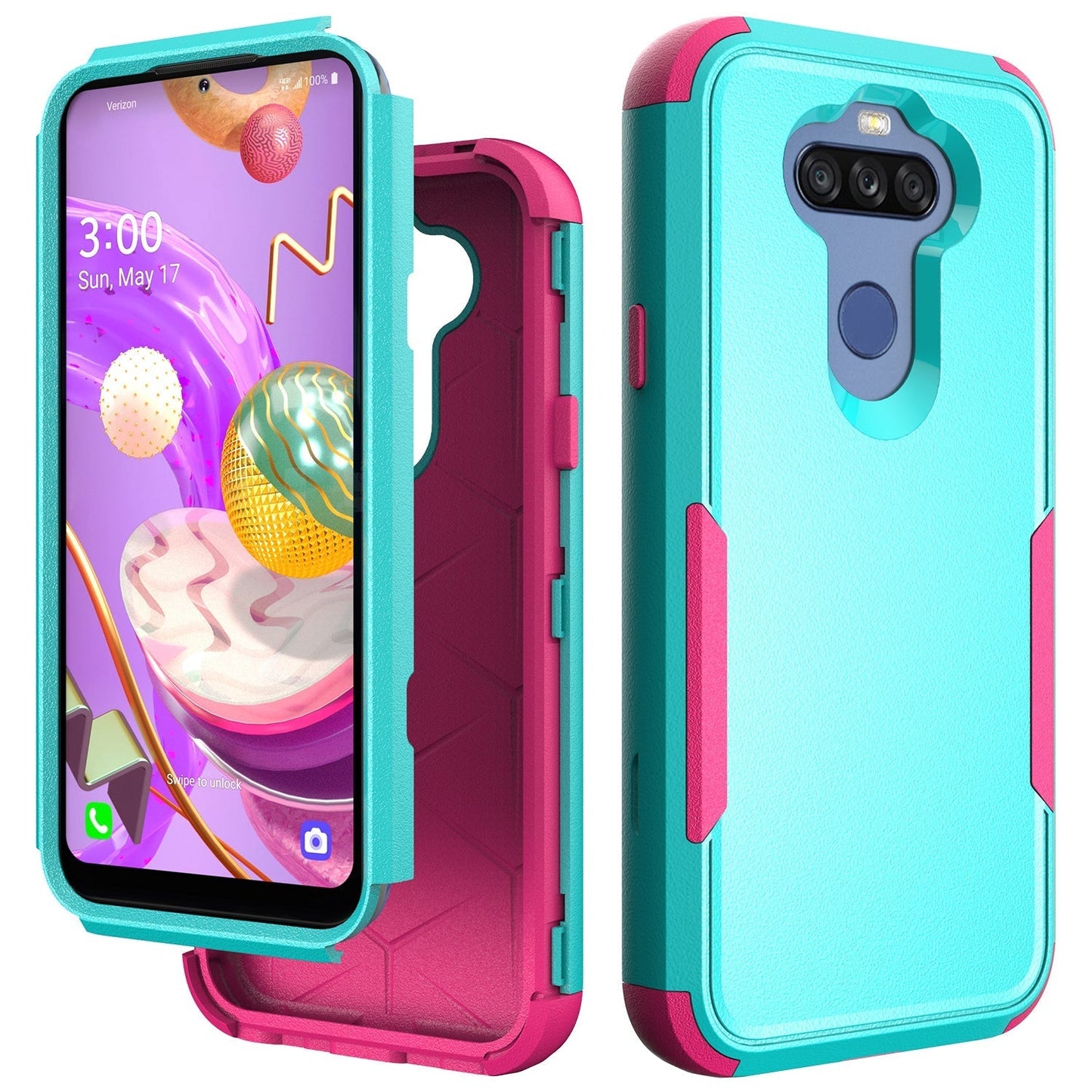3in1 Hybrid Heavy Duty Defender Rugged Armor Military Grade Protective Case For LG STYLO5 In Green - Shockproof & Reliable