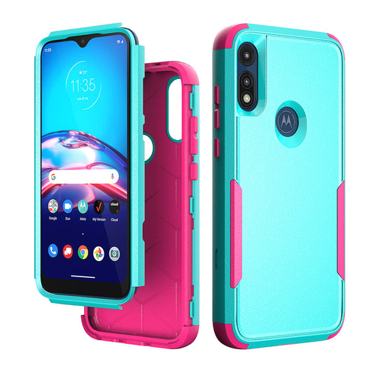 3in1 Hybrid Heavy Duty Defender Rugged Armor Case For MOTOROLA E7 2020 In Green - Premium & Reliable