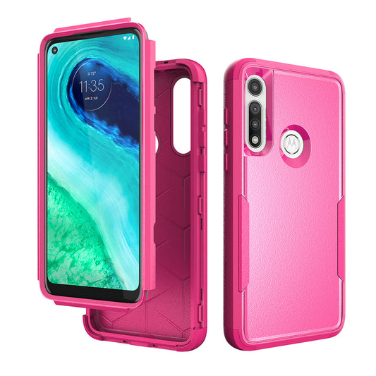 3in1 Hybrid Heavy Duty Defender Rugged Armor Military Grade Protective High Impact Case For MOTOROLA G FAST 2020 In Hot pink - Heavy Duty & Reliable