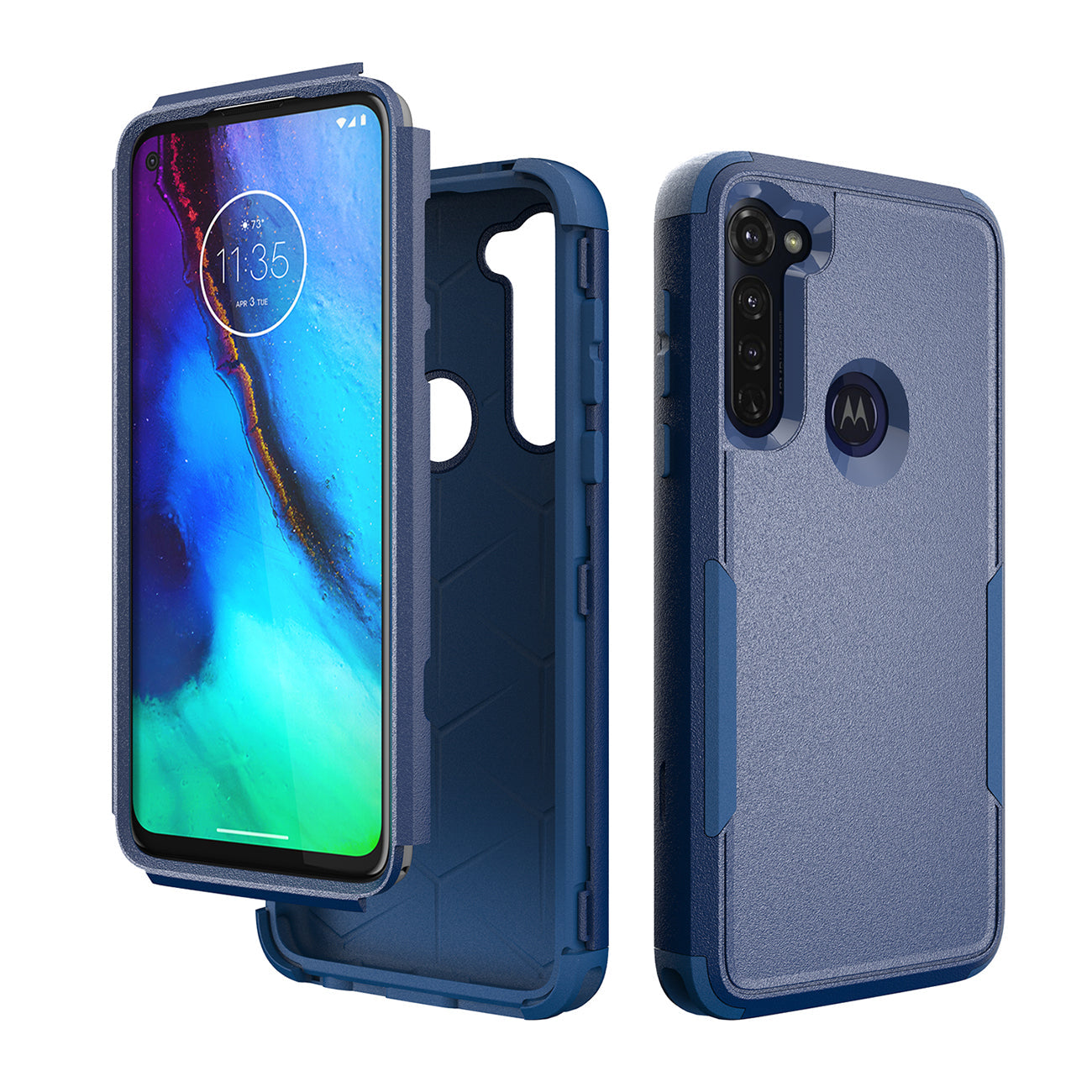 3in1 Hybrid Heavy Duty Defender Rugged Armor Military Grade Case MOTOROLA G STYLUS 2020 In Blue - Ultra-Slim & Reliable