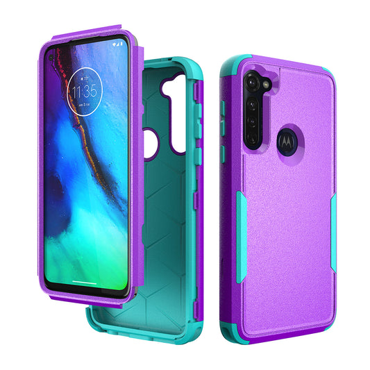3in1 Hybrid Heavy Duty Defender Rugged Armor Military Grade Case MOTOROLA G STYLUS 2020 In Purple - Heavy Duty & Reliable