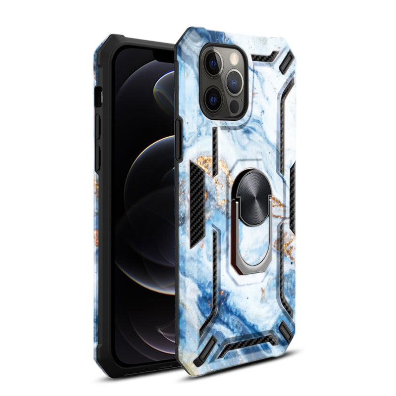 IPHONE 12 PRO Compatible Phone Case with Magnetic Ring Holder For IPHONE 12 PRO MAX In Blue - Premium Protection by