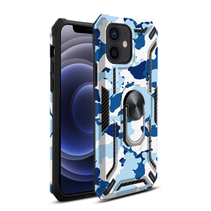 IPHONE 12 MINI Compatible Phone Case with Magnetic Ring Holder For IPHONE 12 MINI In Blue - Durable Protection by