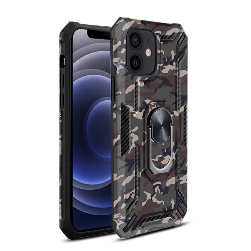 IPHONE 12 MINI Compatible Phone Case with Magnetic Ring Holder For IPHONE 12 MINI In Gray - Crystal Clear Protection by