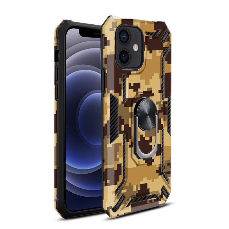 IPHONE 12 MINI Compatible Phone Case with Magnetic Ring Holder For IPHONE 12 MINI In Yellow - Crystal Clear Protection by