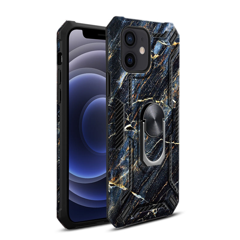 IPHONE 12 MINI Compatible Phone Case with Magnetic Ring Holder For IPHONE 12 MINI In Black - Crystal Clear Protection by