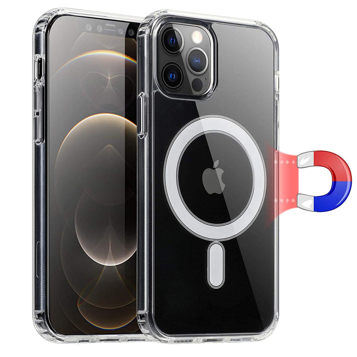 iPhone 12 Compatible Magnetic Wireless Charging TPU Bumper Case For iPhone 12 / 12 Pro In Clear - Crystal Clear Protection by
