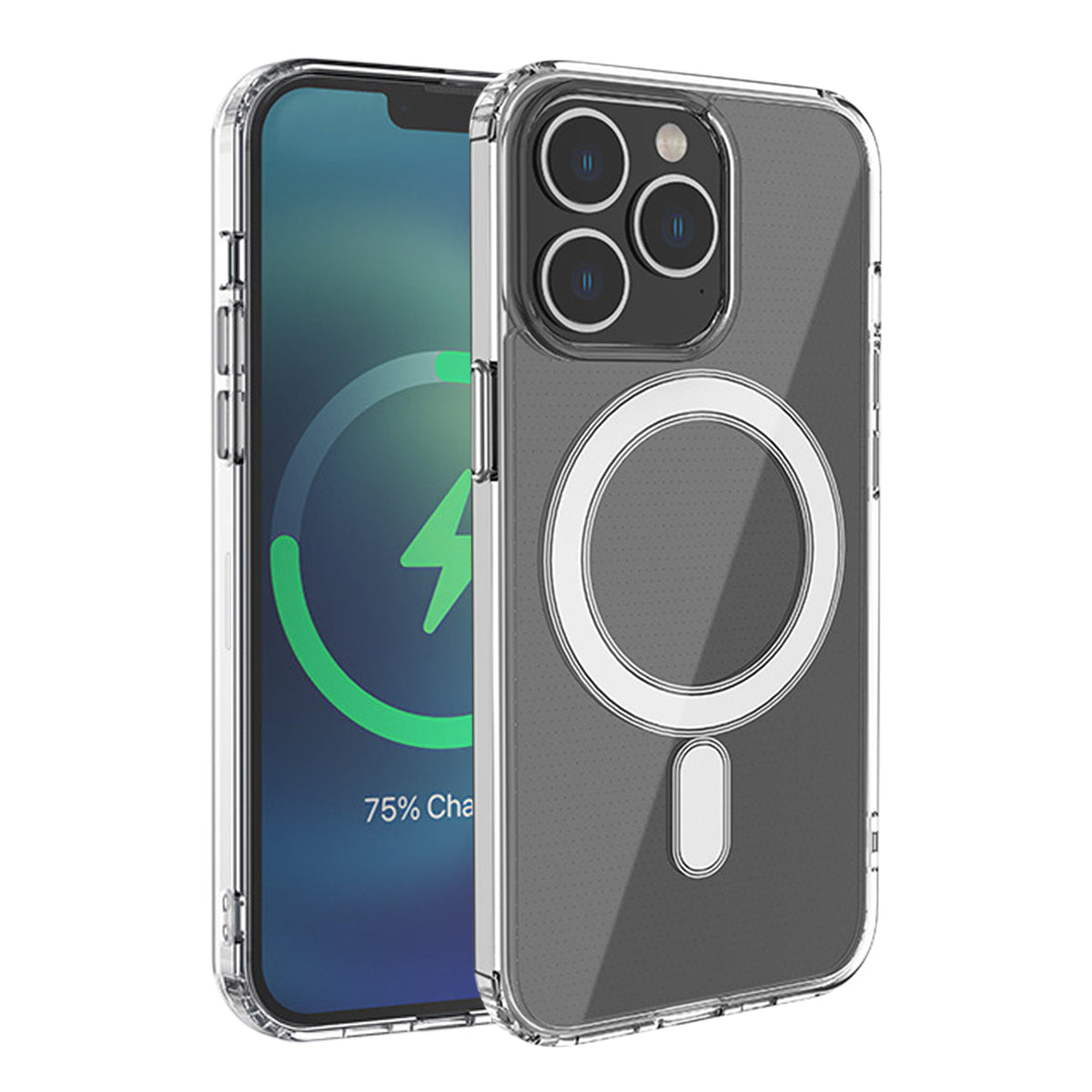 iPhone 13 Pro Compatible Magnetic Wireless Charging TPU Bumper Case For iPhone 13 Pro In Clear - Crystal Clear Protection by