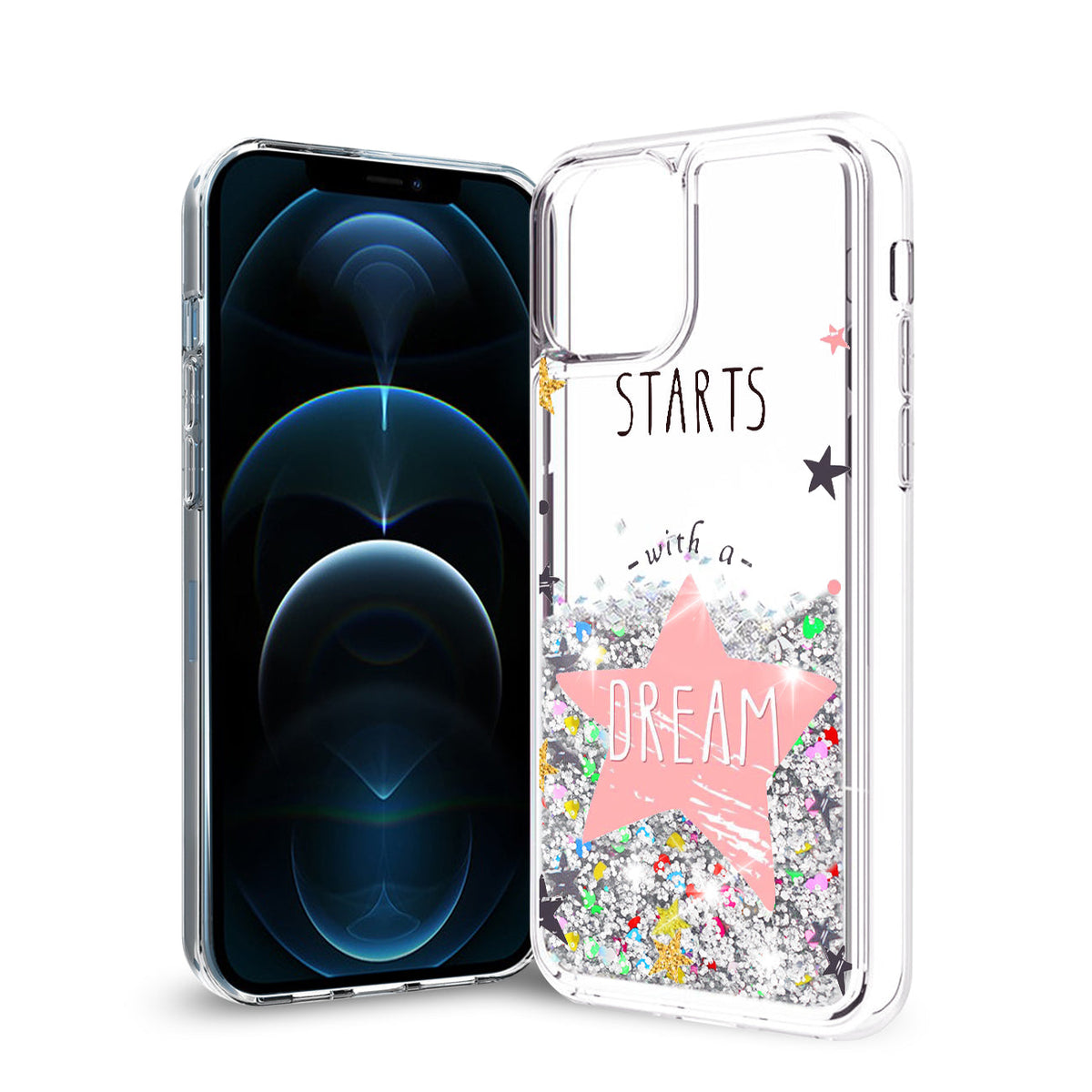 iPhone 12 / 12 Pro Glitter Case Moving Quicksand Silver Dream - Premium & Reliable