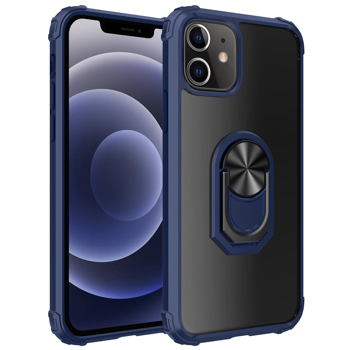 IPHONE 12 MINI Compatible Kickstand Ring Holder TPU Shockproof Case With Magnetic Car MountAPPLE IPHONE 12 MINI In Blue - Ultra-Slim Protection by