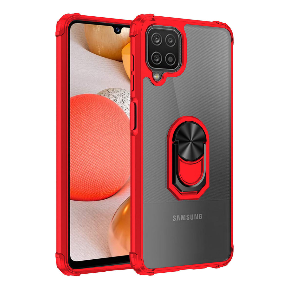 Kickstand Ring Holder TPU Shockproof Case With Magnetic Car Mount In Red - Premium & Reliable