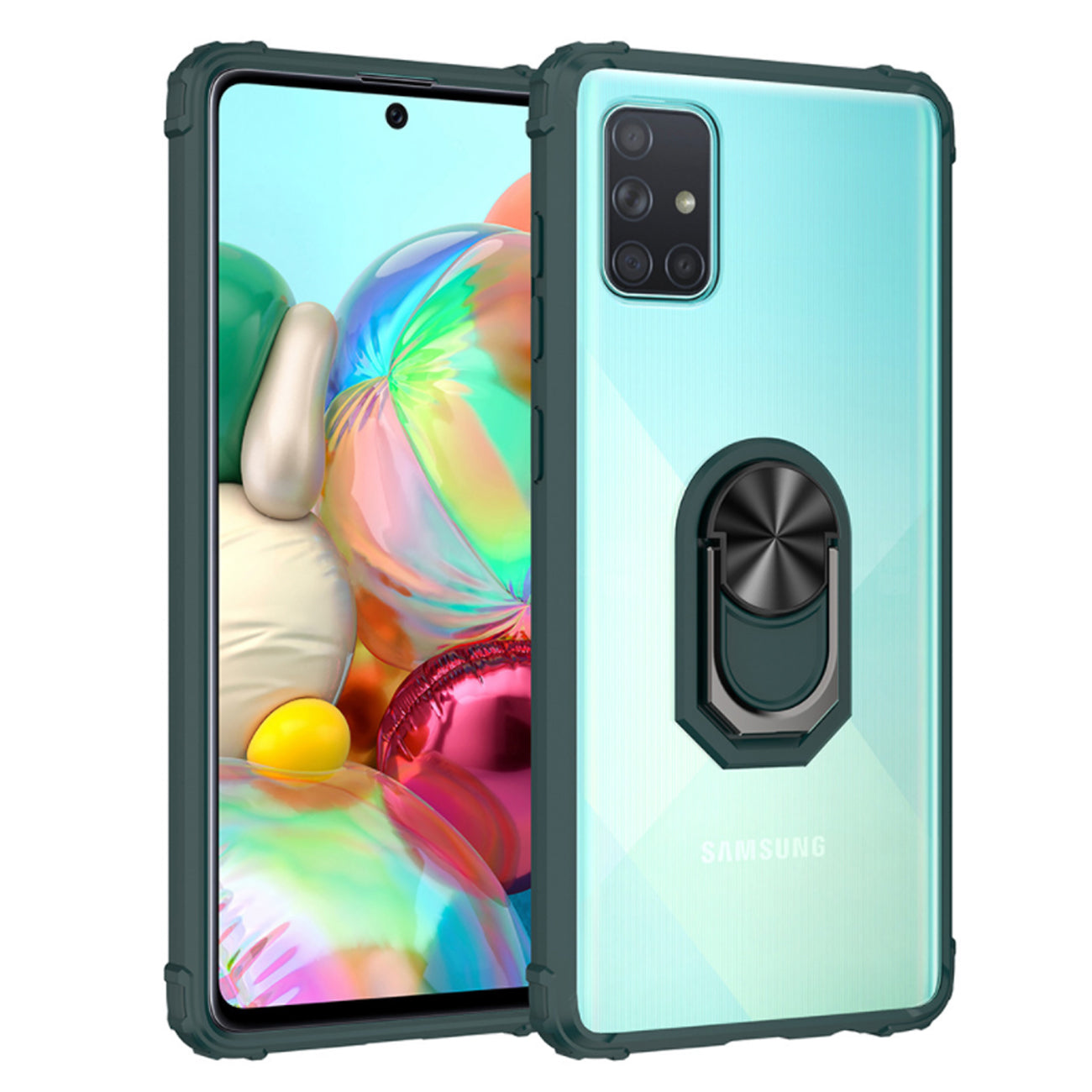 Kickstand Ring Holder TPU Shockproof Case With Magnetic Car MountSAMSUNG GALAXY A51 5G In Green - Crystal Clear & Reliable